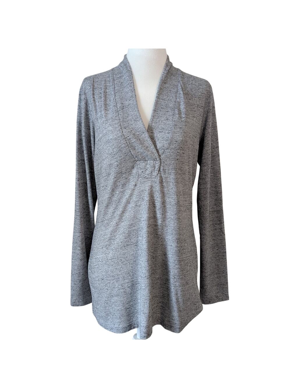 CAbi Heather Gray Deep V-Neck Soft Long Sleeve Top Size Small